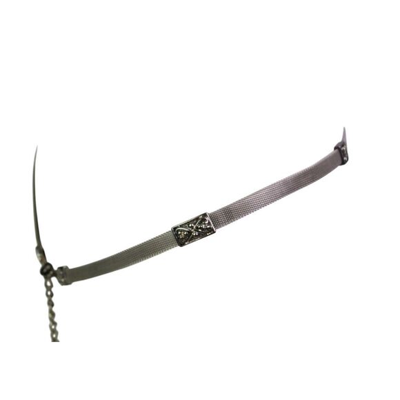 SKINNY SILVER METAL MESH CHAIN 3/8"Wd DRESS WOMEN'S BELT Sz S-M (R6 - Picture 4 of 11